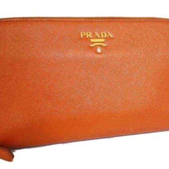 Prada Handbags - PRADA Large Saffiano Wallet, Mandarin